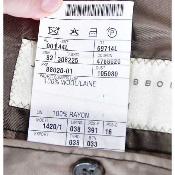 Joseph Abboud Blazer Men's 44L Brown Houndstooth 100% Wool Sport Coat Jacket - Picture 3 of 11